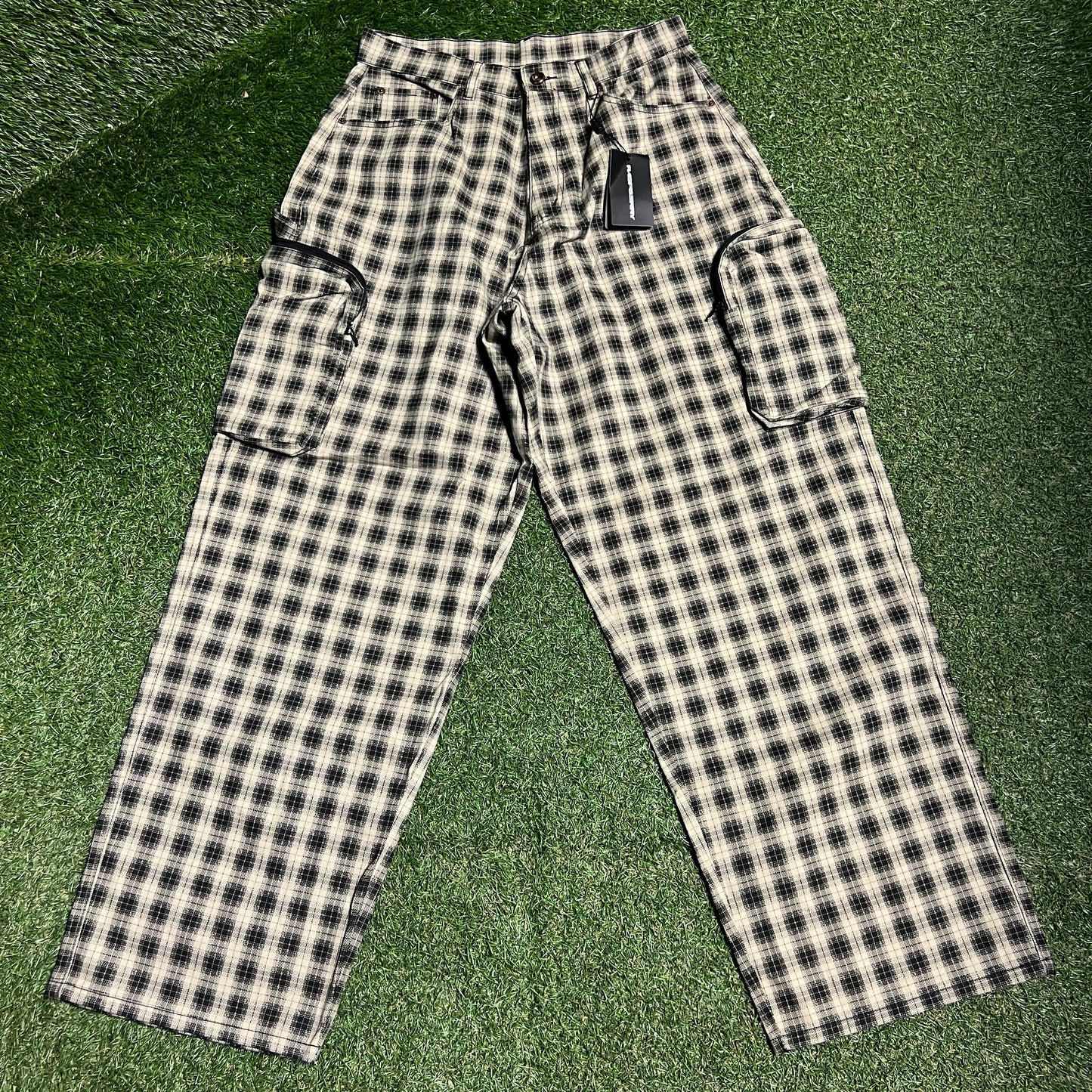 GV Gallery Raspberry Tan Plaid Pants Size Small NEW x14234