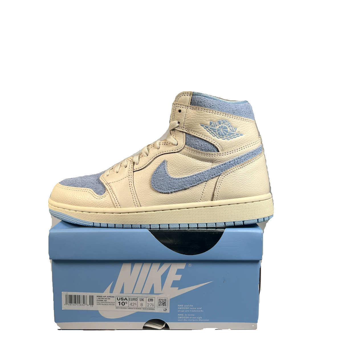 Jordan 1 High Pale Ivory Psychic Blue (2026) Size 9m / 10.5w USED s23148