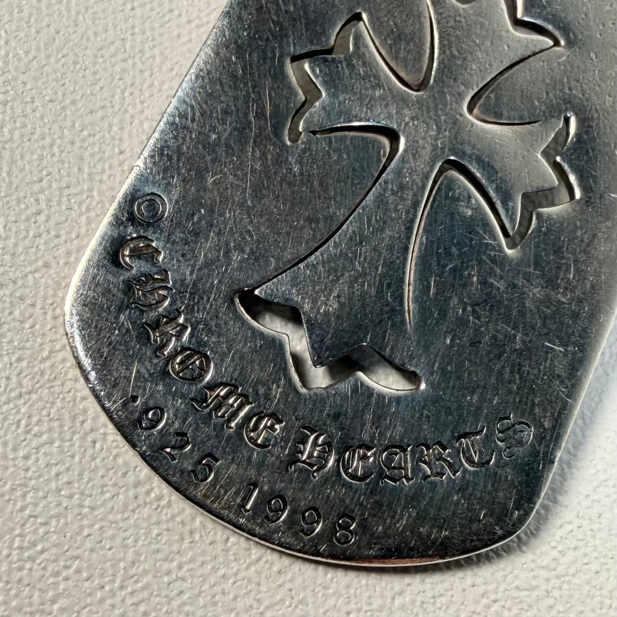 Chrome Hearts Stearling Silver Dog Tag Necklace USED x18501