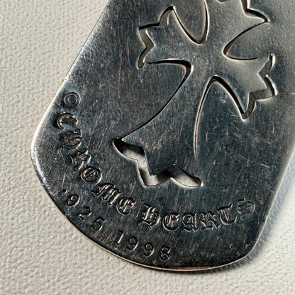 Chrome Hearts Stearling Silver Dog Tag Necklace USED x18501