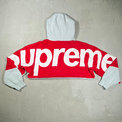 Supreme Big Logo Jacquard Heather Grey Hoodie (2023) Size Medium USED x18708