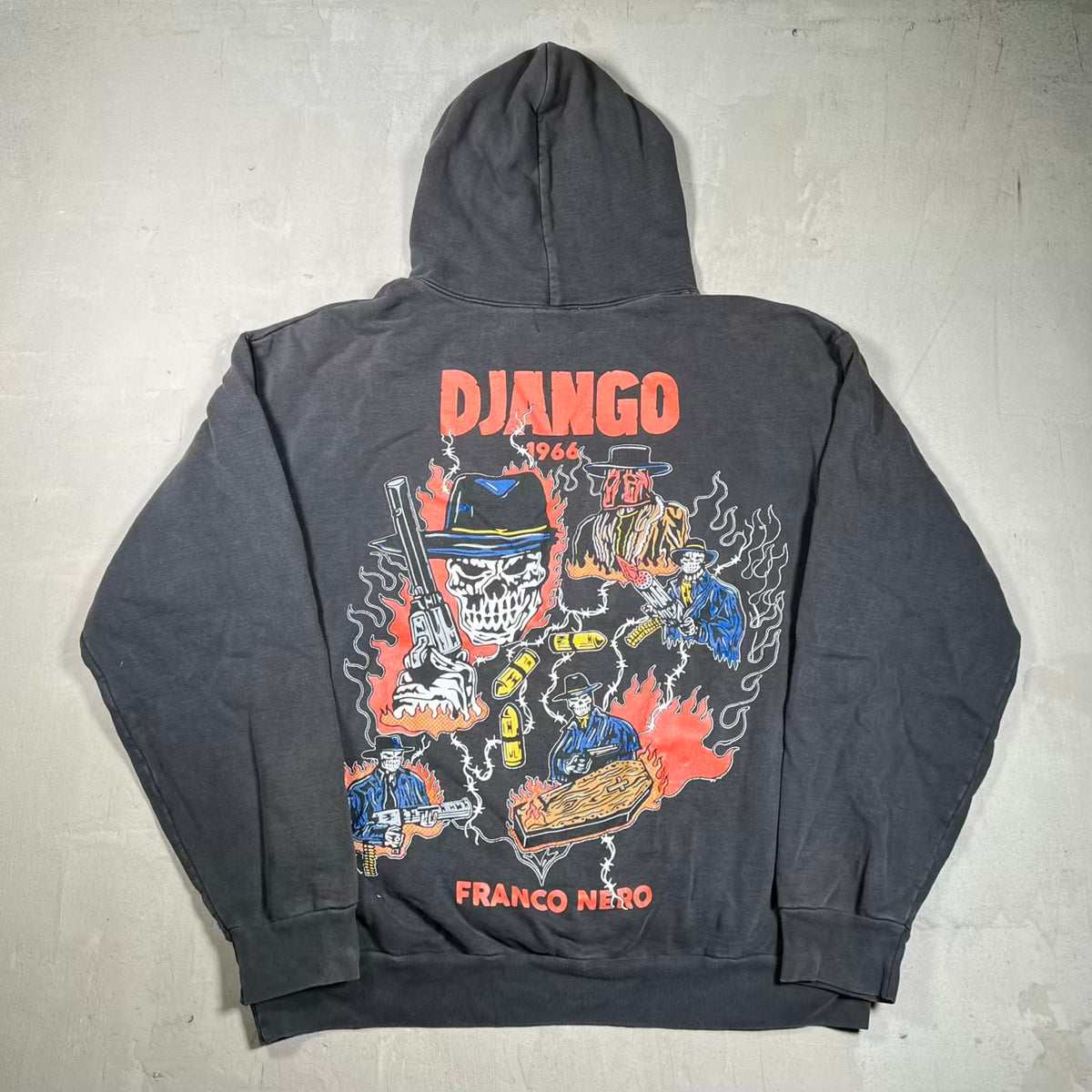 Warren Lotas Django Washed Black Hoodie Size Large USED x18462
