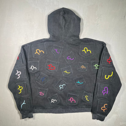 GV Gallery Raspberry Hills Multi Pocket Black Hoodie Size Large USED x17385