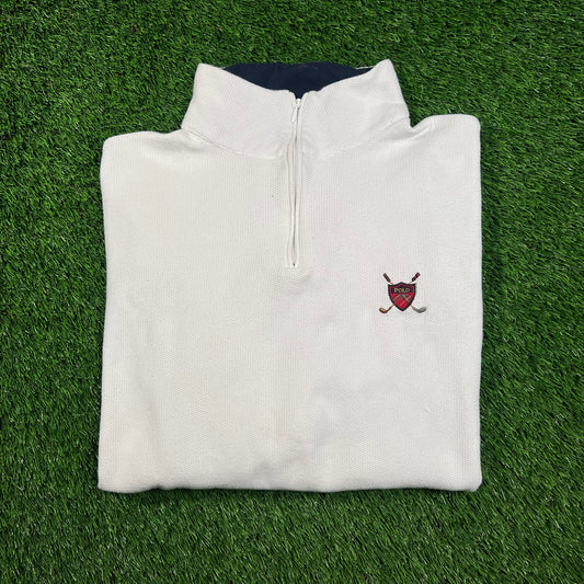 Y2K Polo Ralph Lauren Golf White Half Zip Longsleeve Size XL USED v18601