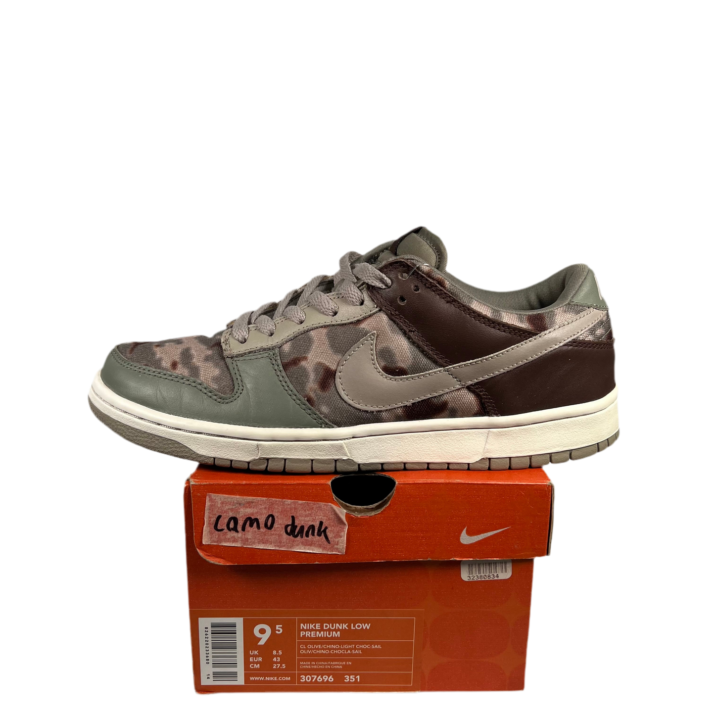 Nike Dunk Low Camo (2003) 307-696351 Size 9.5 USED s1845