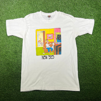 1995 White "New Dad" Art Tee Size Large USED v17278
