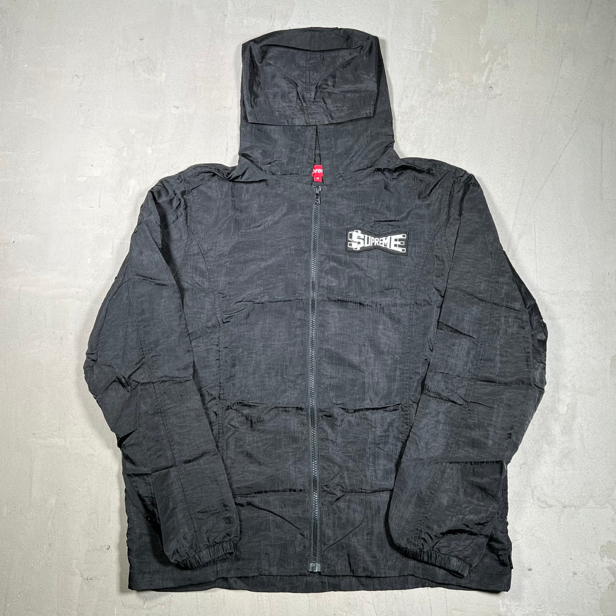 Supreme Skew Hooded Nylon Jacket Black (2017) Size Medium USED x18367
