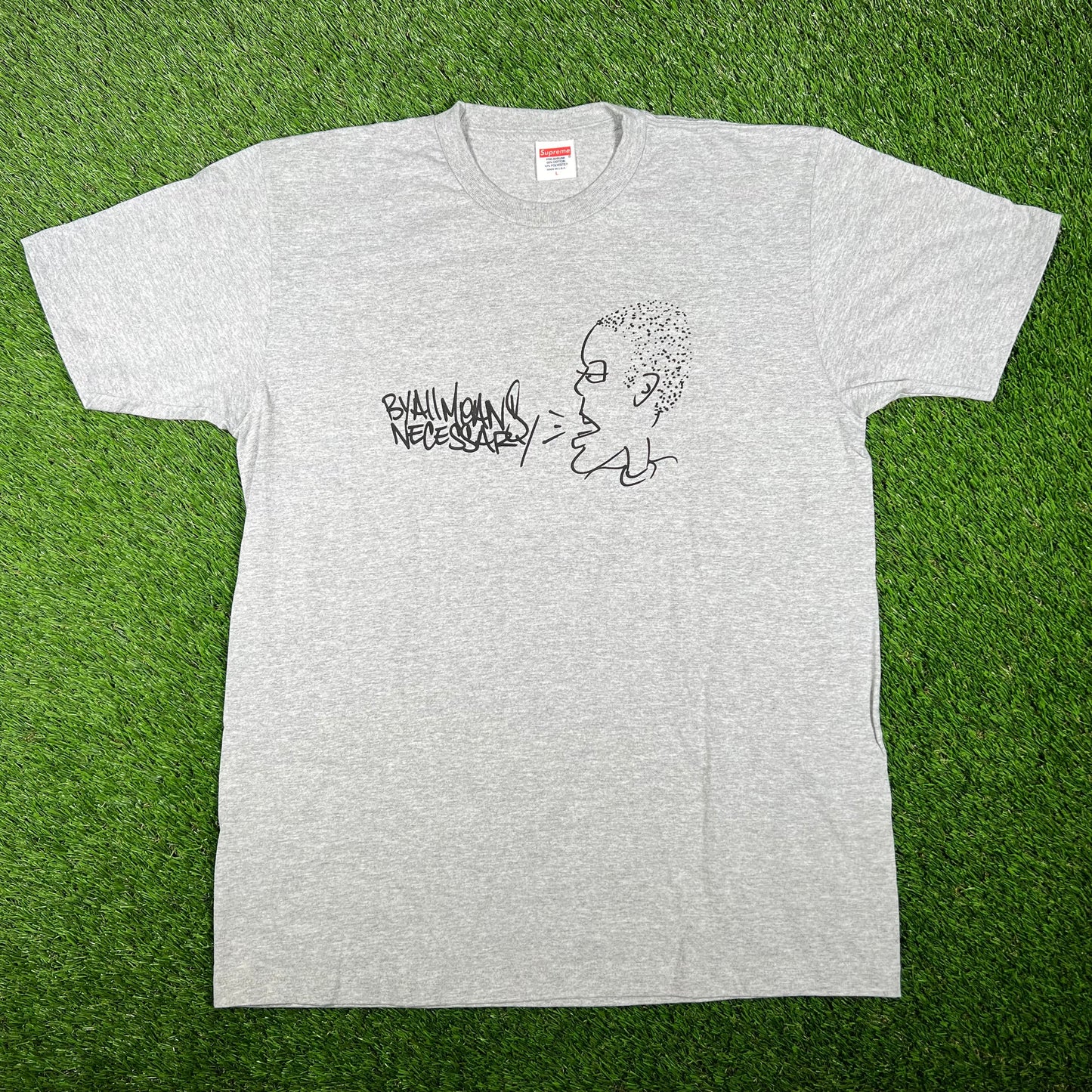 Supreme KRS One All Means 2014 Grey Tee Size Large USED x14511