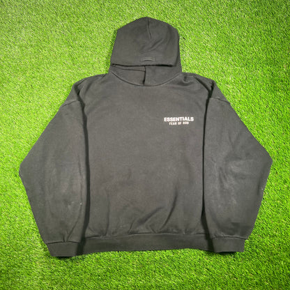Fear Of God Essentials Black/White Lettering Hoodie Size Medium USED x15407