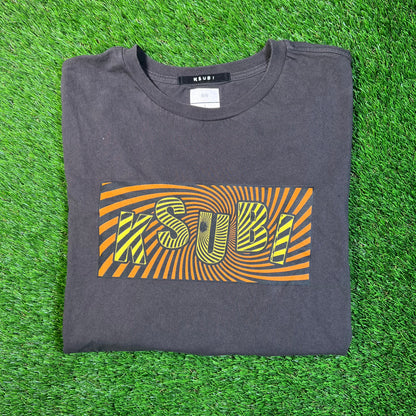 Ksubi Orange Swirl Logo Dark Grey Tee Size Large USED x16801