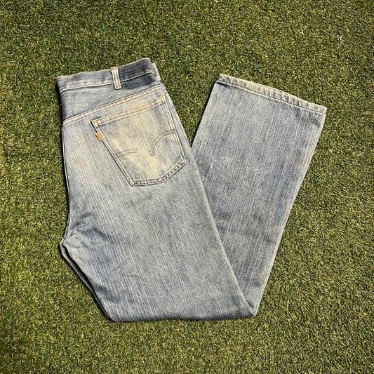 Levis 70s Big E Orange Tab Blue Jeans Size 34x29 USED v15891