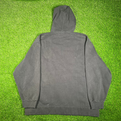Y2K Nike Bulls Center Swoosh Black Hoodie Size Large USED v17676
