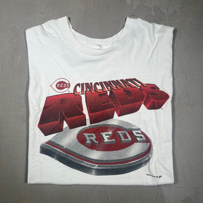 1994 Cincinnati Reds White Big Logo Tee Size XL USED v17273