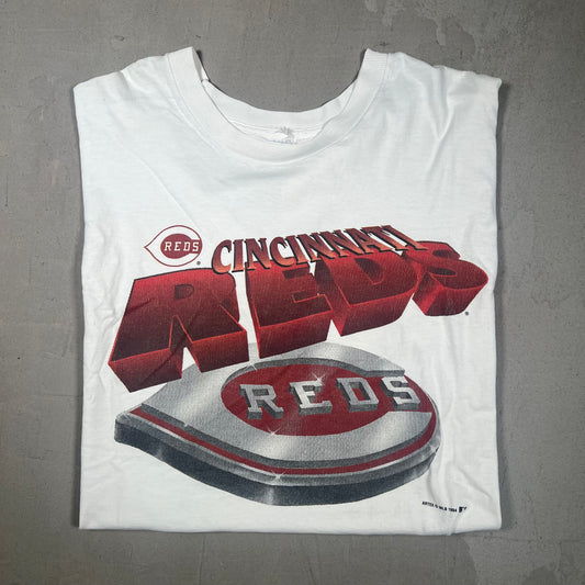 1994 Cincinnati Reds White Big Logo Tee Size XL USED v17273