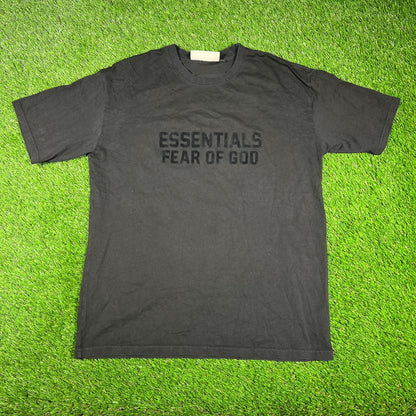 FOG Essentials Black Felt Logo Tee Size XL USED v16764