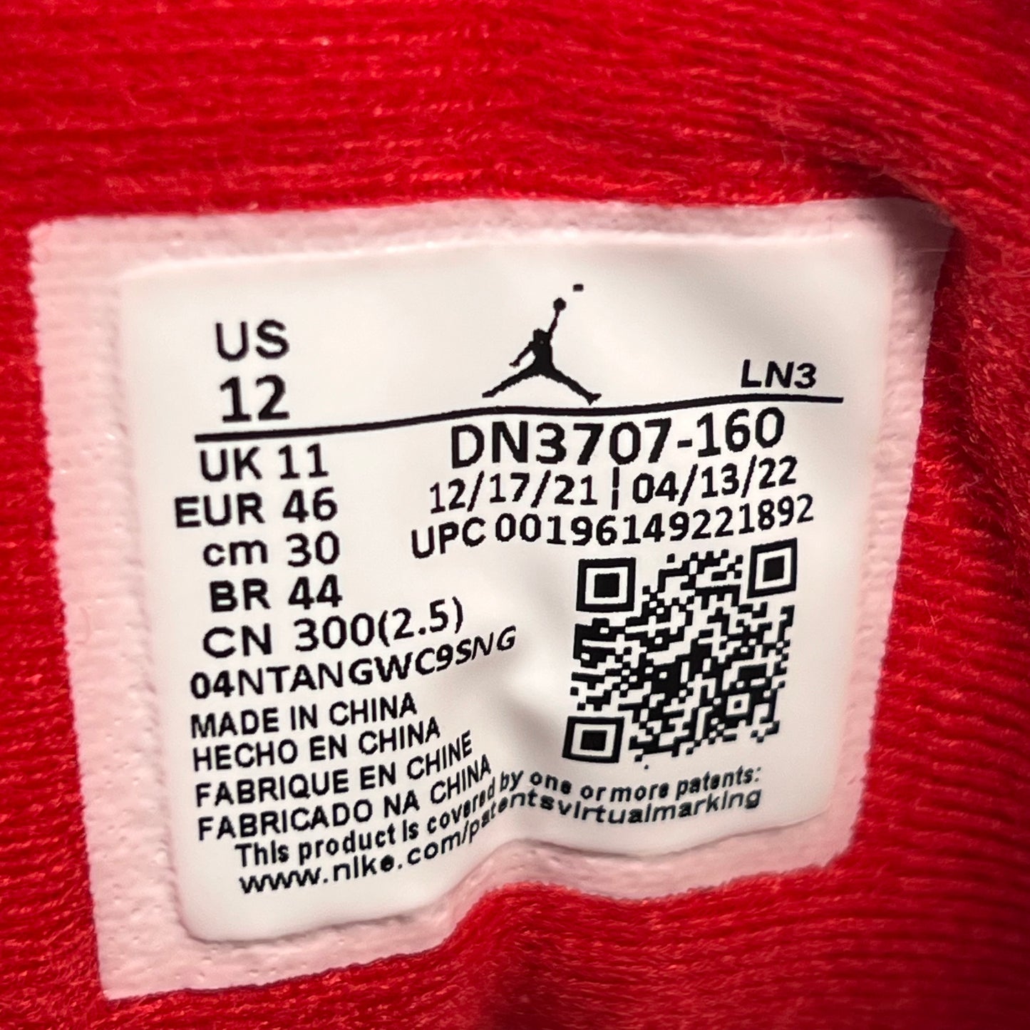 Jordan 3 Fire Red (2022) Size 12 NEW S17585