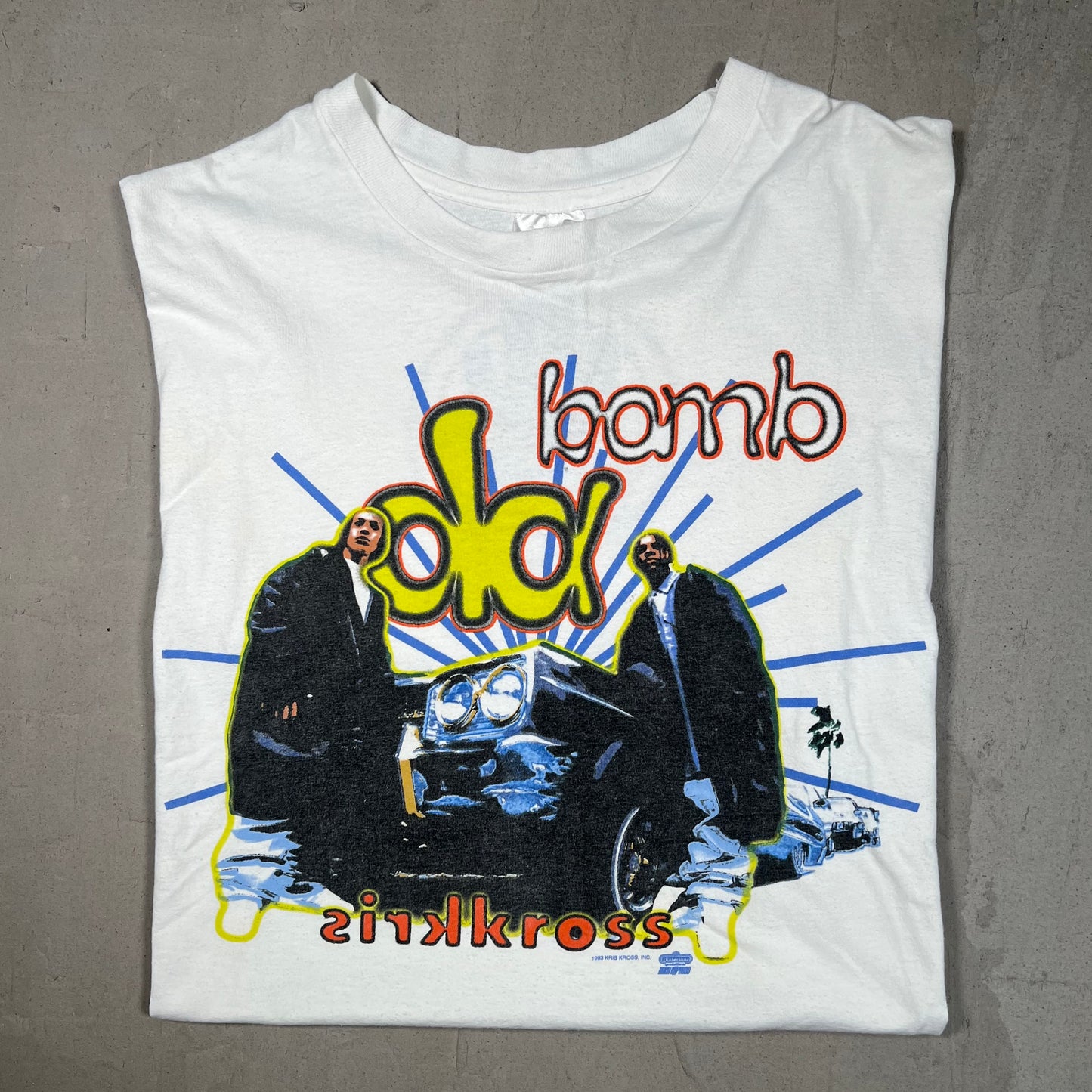 1993 KrissKross "Da Bomb" White Tee Size XL USED v16080