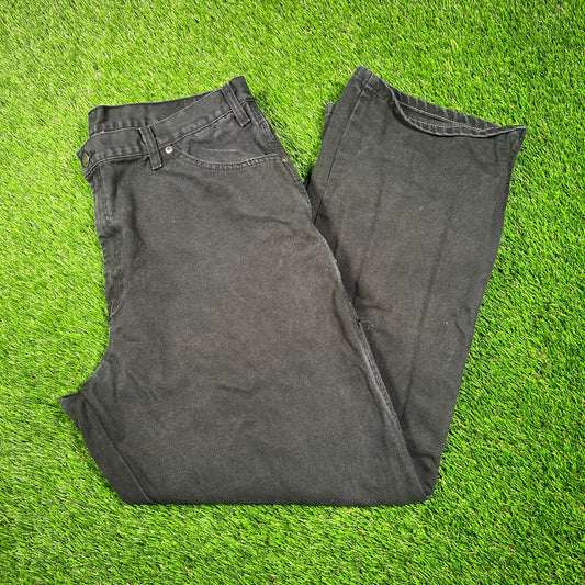 Y2K Dickies Workwear Black Canvas Pants Size 38x30 USED v18712
