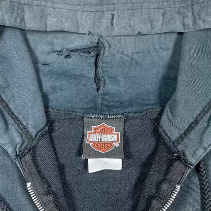 2007 Harley Davidson House of Harley Skull Miwaukee Black Zip Up Hoodie Size XL USED v20141