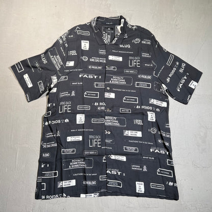 Ksubi Black AOP Camp Button Down Size Large NEW x17664