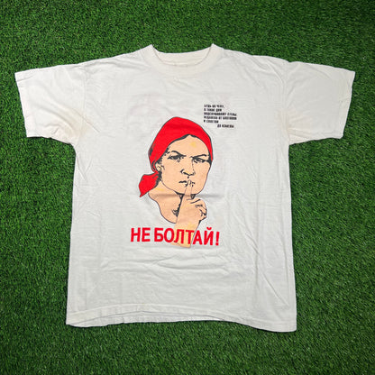 1980s "Be On Alert.....Don't Gossip" White Tee Size Small USED v18495