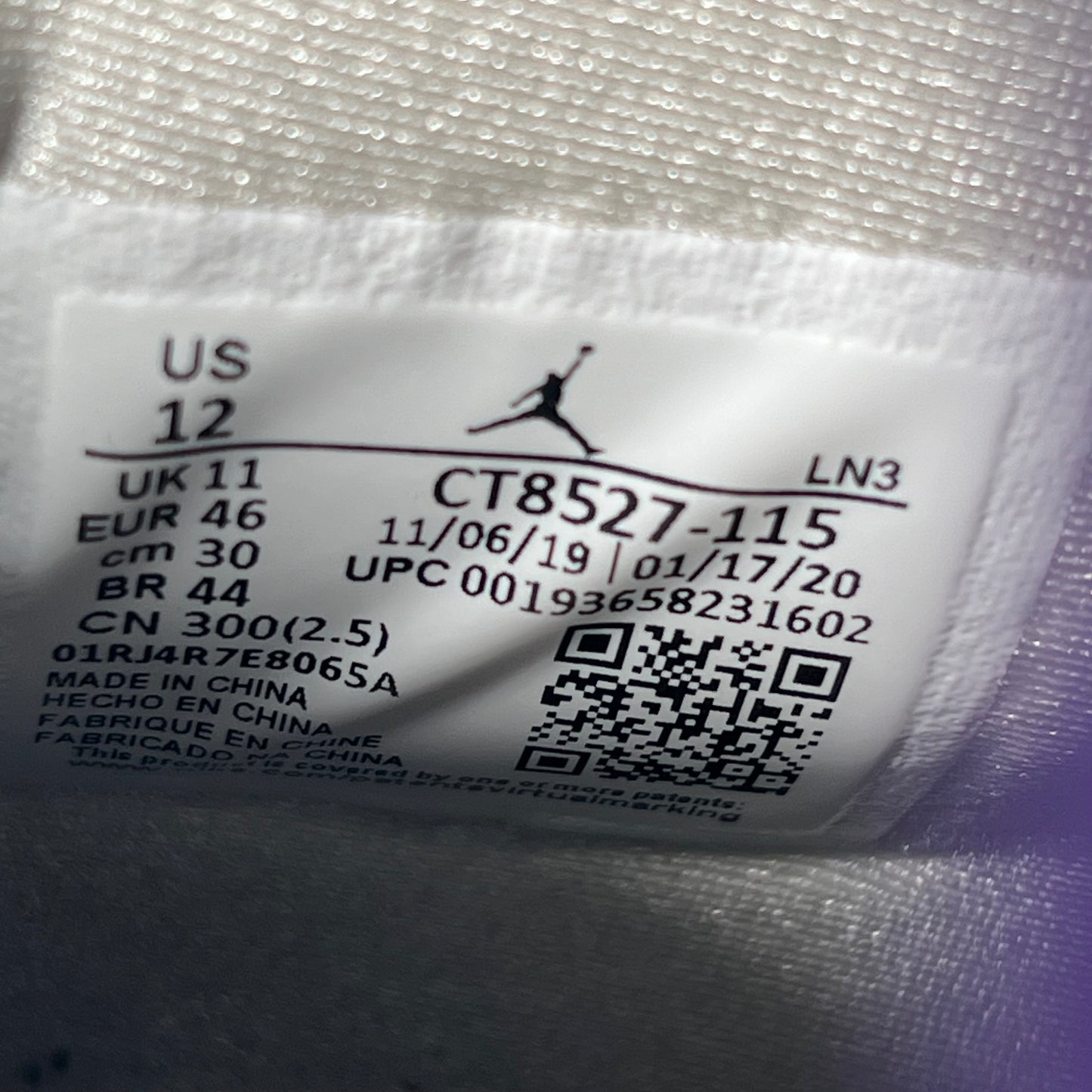 Jordan 4 Metallic Purple 2020 Size 12 USED s11305