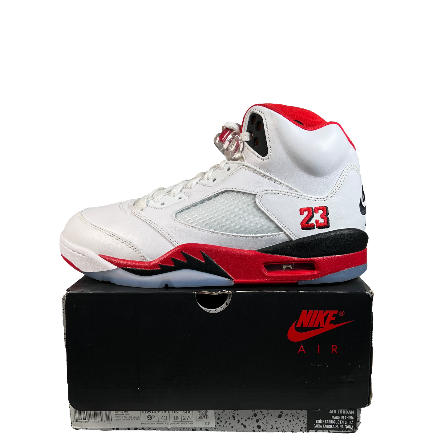 Jordan 5 Fire Red Black Tongue (2025) Size 9.5 USED s22355
