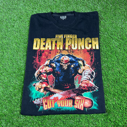 Y2K Five Finger Death Punch Black Tee Size Medium USED v16773