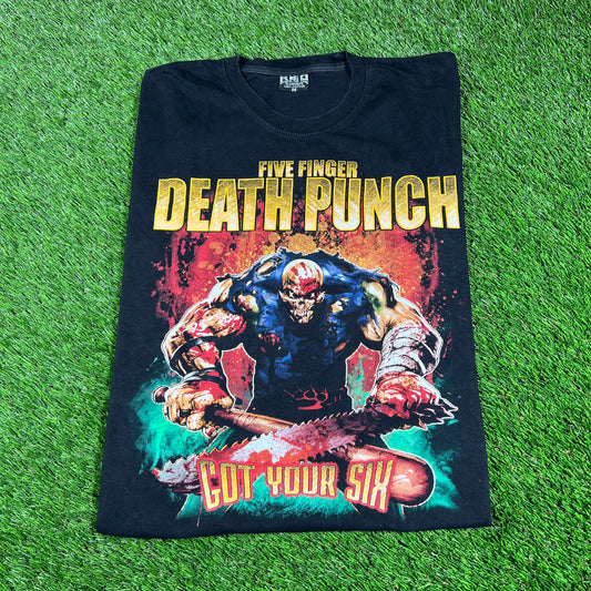 Y2K Five Finger Death Punch Black Tee Size Medium USED v16773