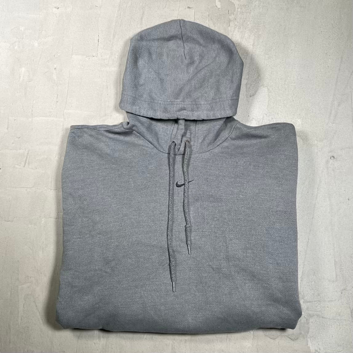 Y2K Nike Black Center Swoosh Grey Hoodie Size XL USED v20199