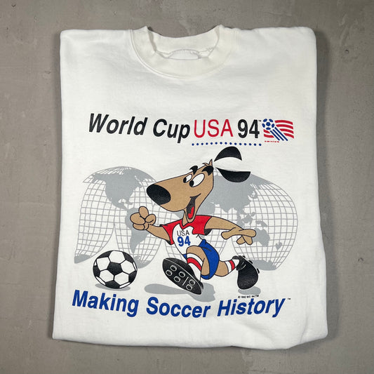 1994 World Cup USA White Mascot Crewneck Size XL USED v18965