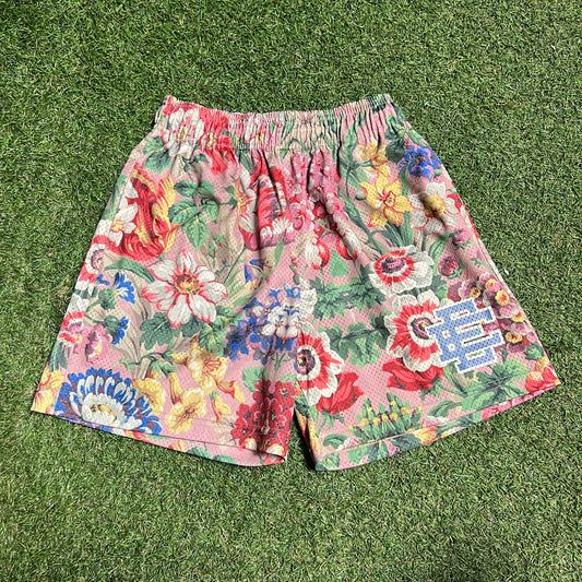 Eric Emanuel Floral Short/Blue Logo Size Medium USED x13717