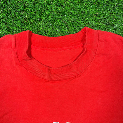 1991 Chicago Bulls Wolrd Champs Red Tee Size Large USED v18634