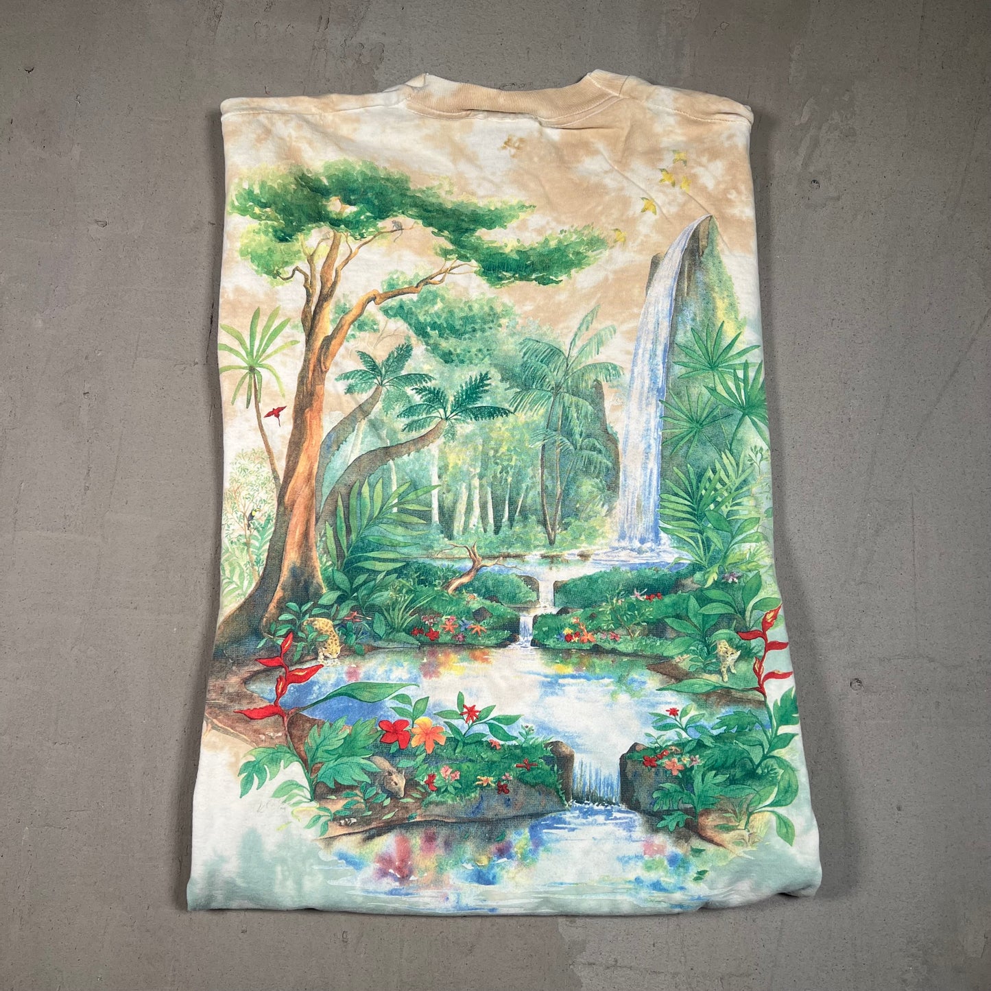 1990s Liquid Blue Rainforest AOP Size XL USED v19513