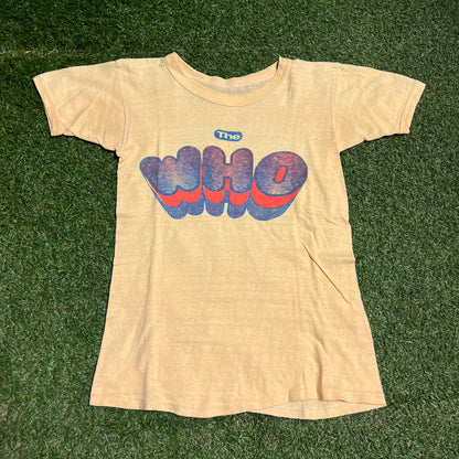 1970s The Who Faded Yellow Tee Size Small USED v16420