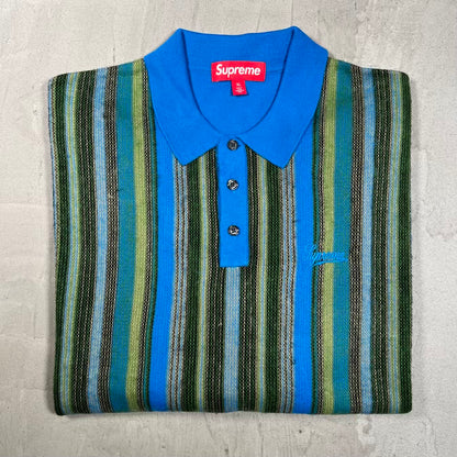 Supreme Multi Stripe Blue Polo Sweater Size XL NEW x18778