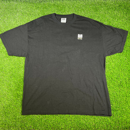 Y2K Blue Man Group Big Face Back Black Tee Size XXL USED v16699