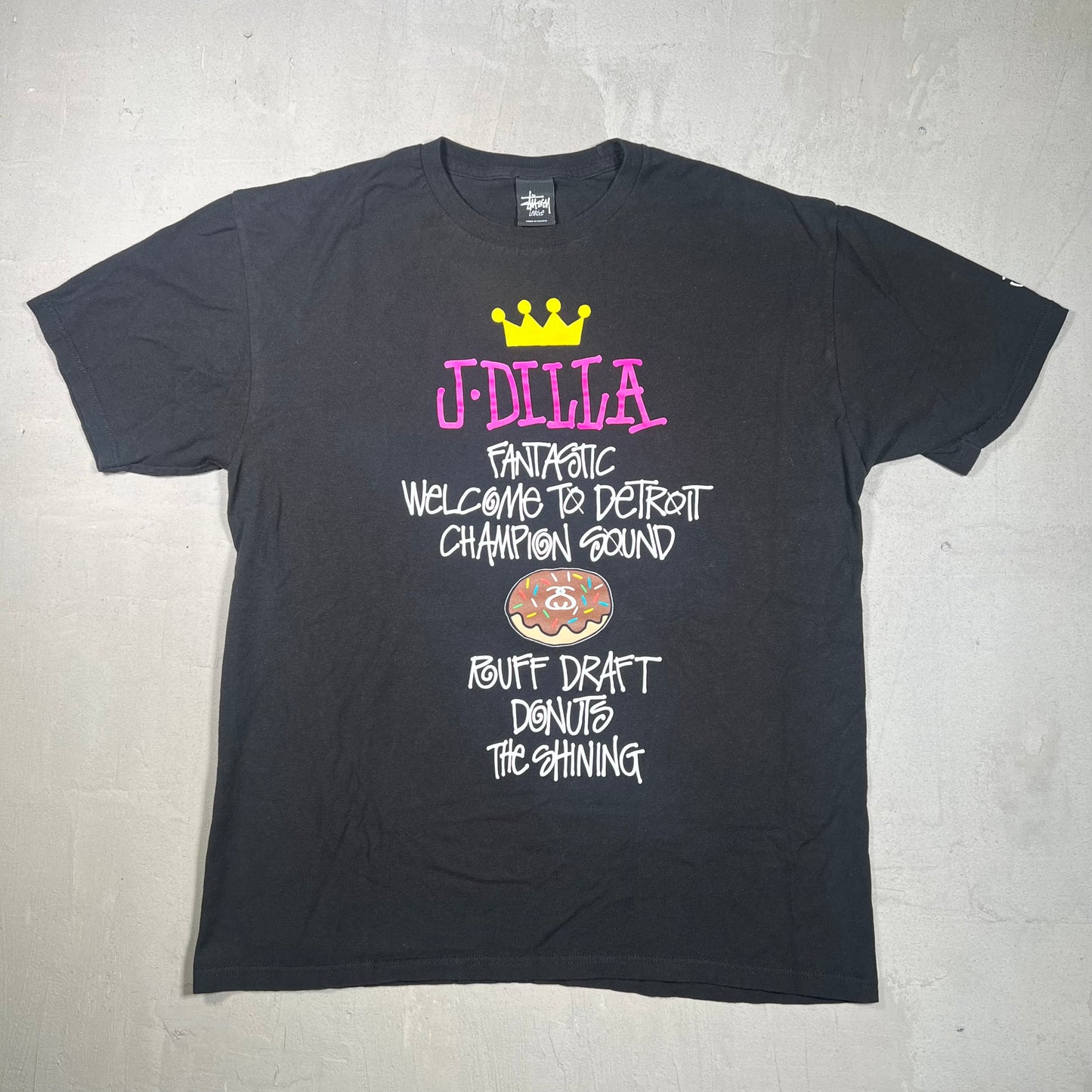 Stussy J Dilla "Dilla Day" Black Tour Tee Size Large USED x17364