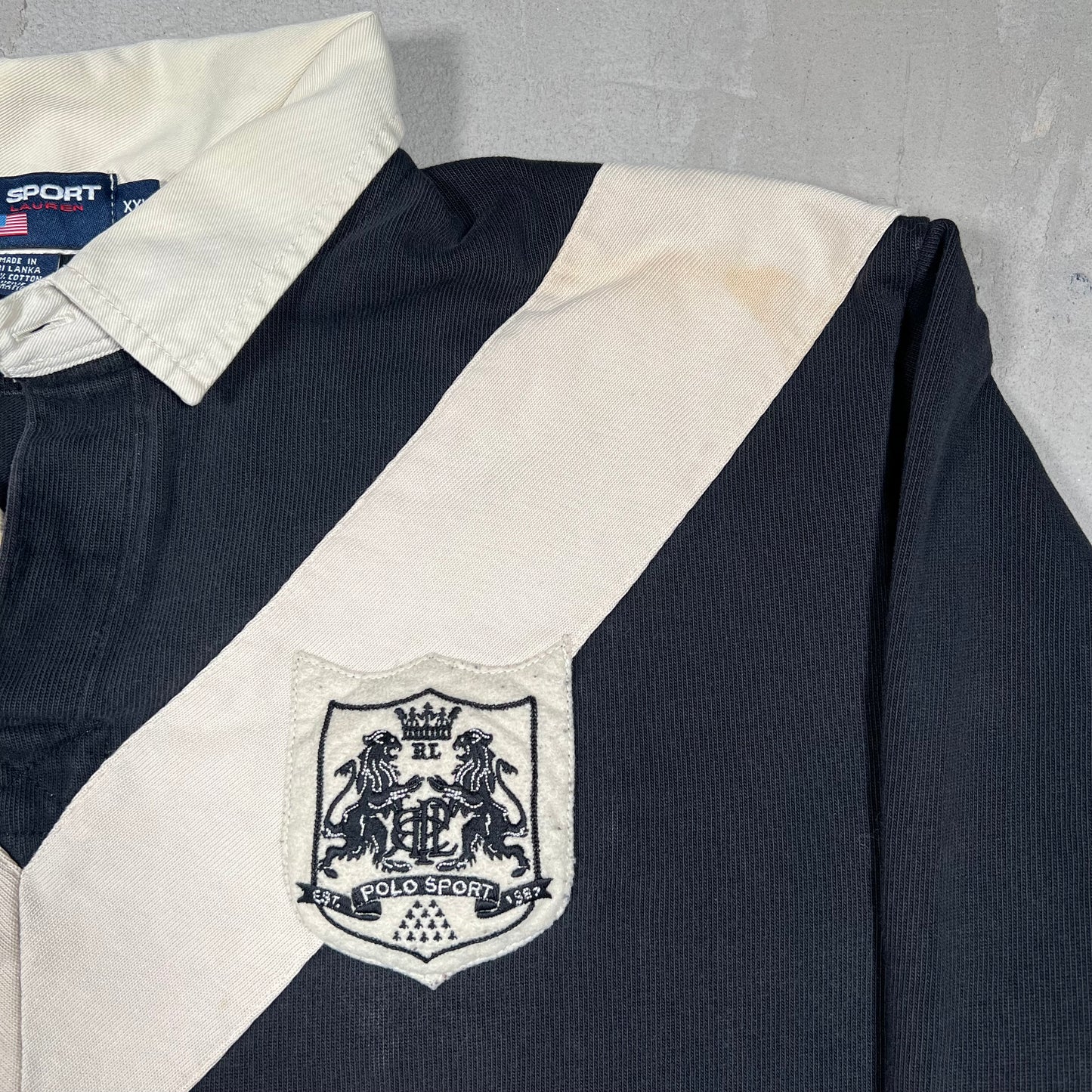 Y2K Polo Sport Black Rugby Longsleeve Size XXL USED v19140