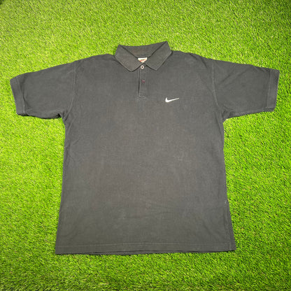 1990s Nike Black Polo Tee Size XL USED v17684