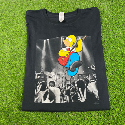 Homer Simpson Black Guitar Tee Size XL USED v16602