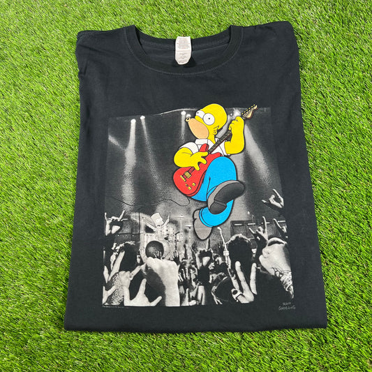Homer Simpson Black Guitar Tee Size XL USED v16602