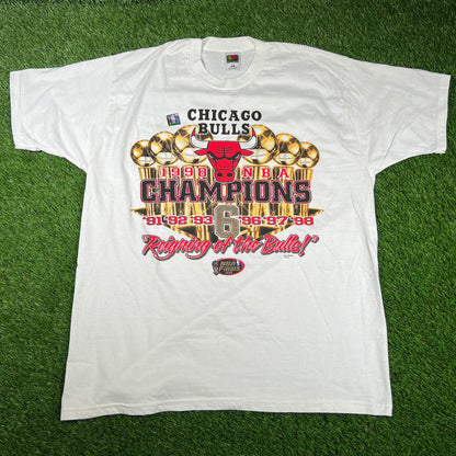 1998 Chicago Bulls Reigning of The Bulls White Tee Size XL USED v16722