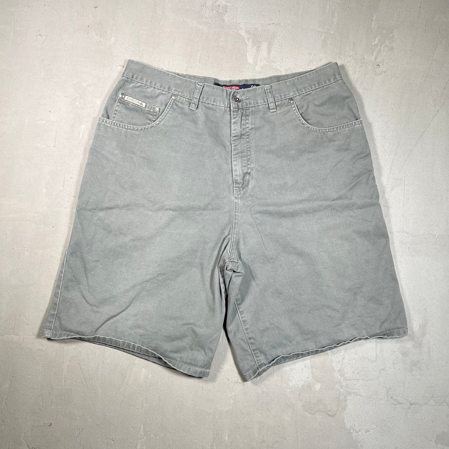 Y2K Quiksilver Washed Grey Shorts Size 36 USED v19371