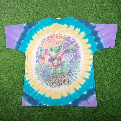 1998 Grateful Dead Bear Saint Stainglass Tie Dye Tee Size Large USED v16683