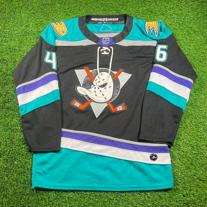 Adidas Anaheim Ducks Black Trevor Zegras Jersey Size Large USED v18279