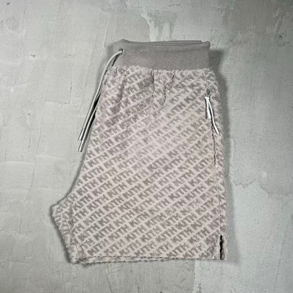 Kith Repeat Logo Stone Terry Shorts Size Medium USED x18669