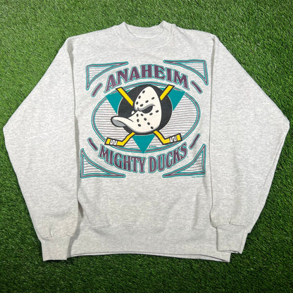 1993 Anaheim Might Ducks Grey Crewneck Size Large USED v16986
