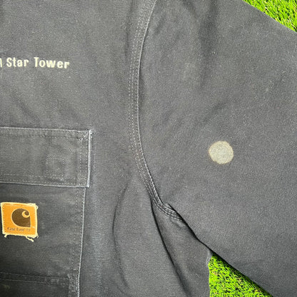 1990s Carhartt Bell Star Tower Workwear Navy Blue Jacket Size XL USED v18148