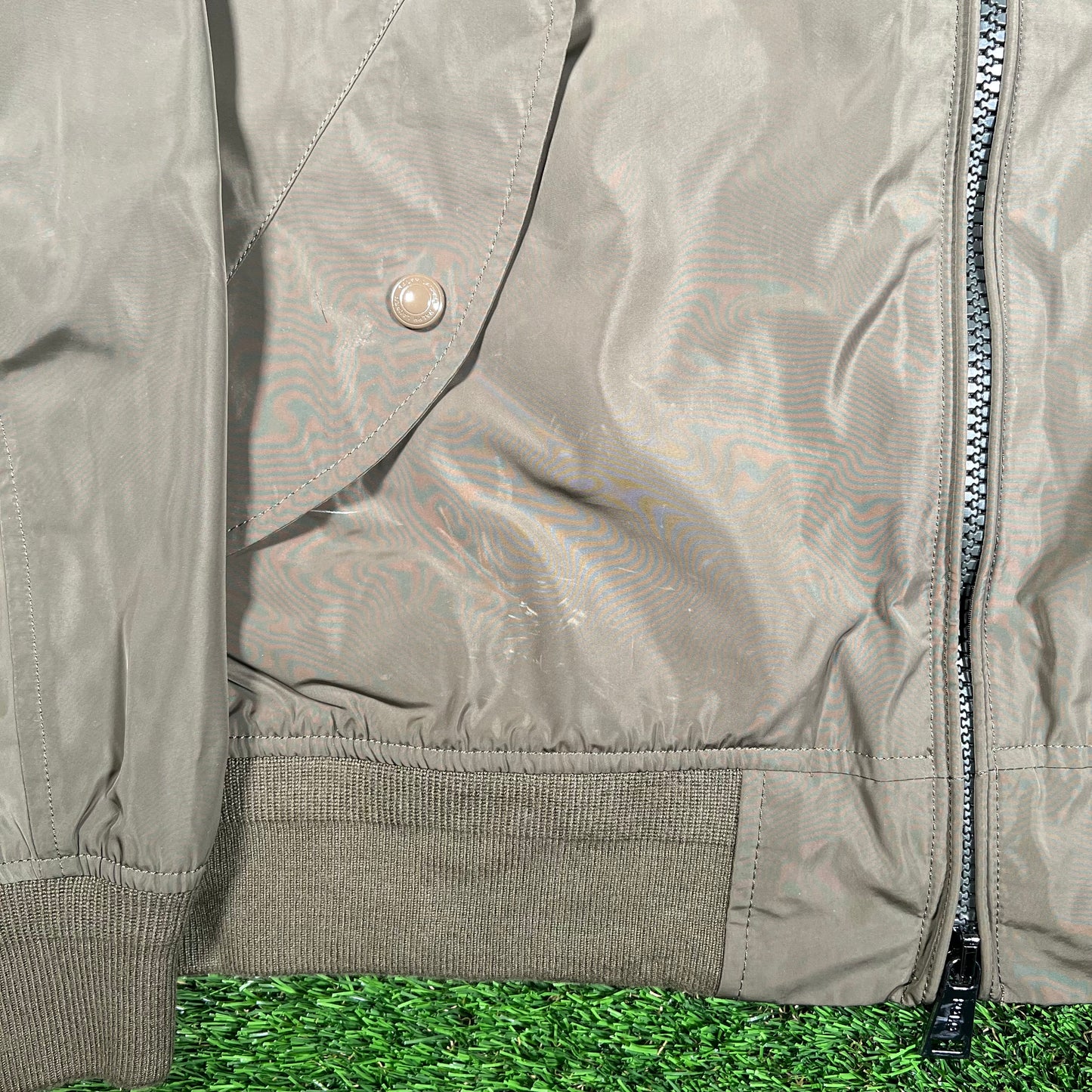 Polo Ralph Lauren Olive Satin Bomber Jacket Size Large USED v18000